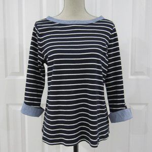 Nautica Navy/White Stripe w Chambray Accents Sz L